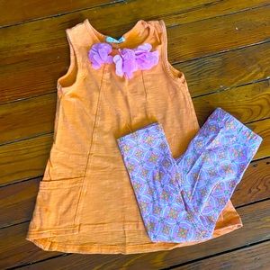 Outfit Orange Tunic with Matching Geometric Leggings Size Medium Tulle Flowers
